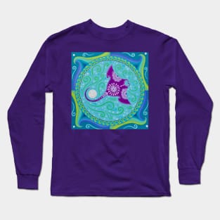 Manta Ray and Moon Mandala Long Sleeve T-Shirt